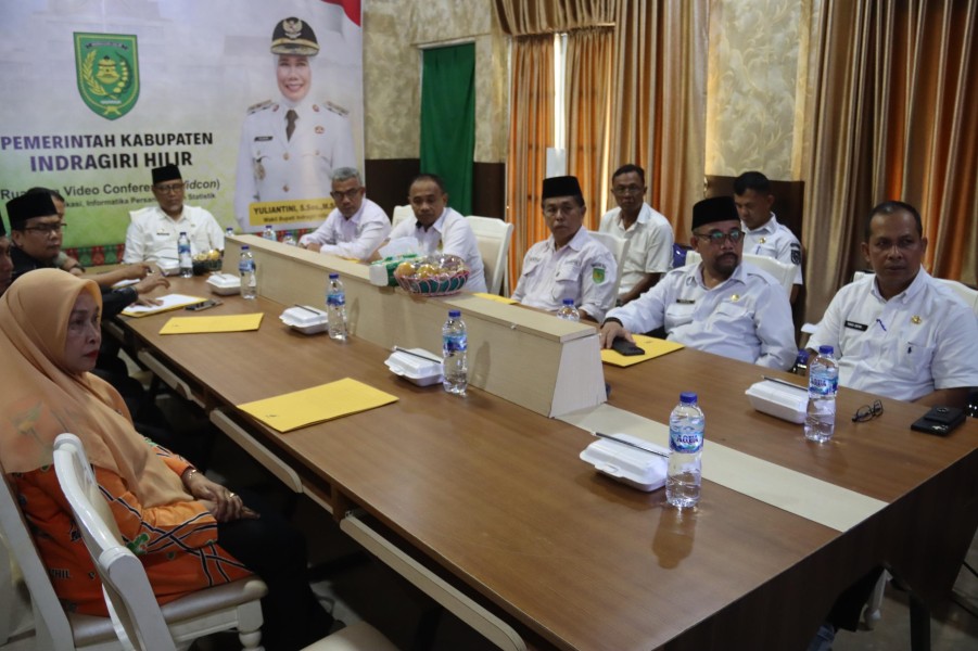 Sekda Inhil Ikuti Peluncuran Logo dan Tema HUT Ke-80 Kemerdekaan RI Tahun 2025 Secara Virtual